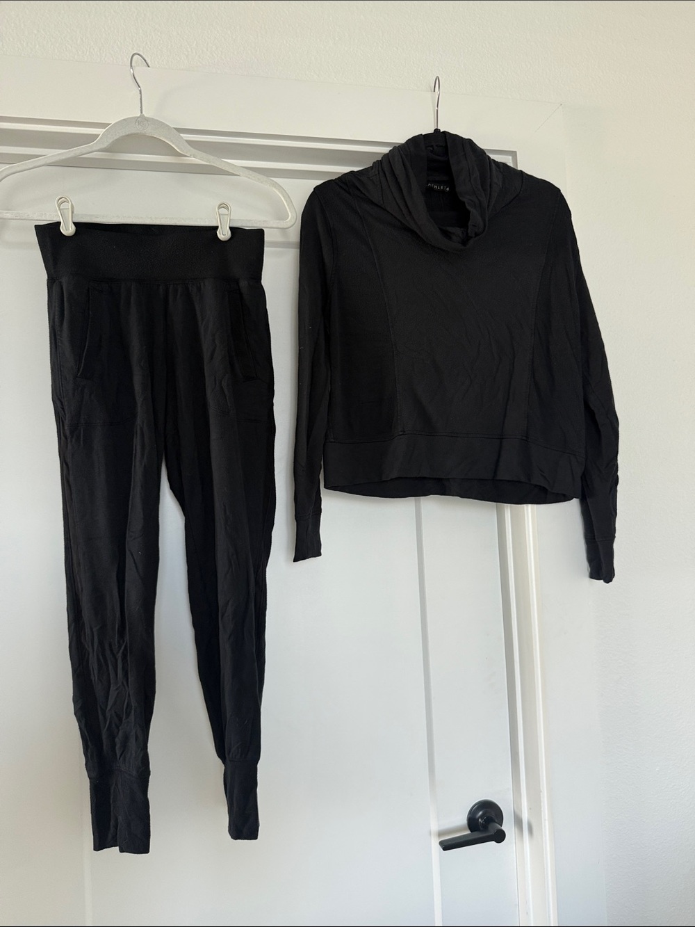Athleta Black High-Waist Leggings and Cozy Hooded Pullover Set
